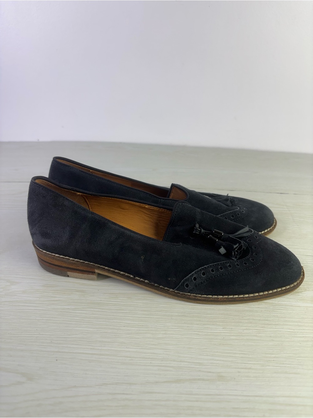 Ara navy suede Wing-tip tassel detail loafers size 5 or US 7.5